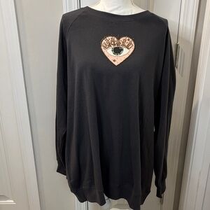 Torrid grey Sweatshirt with Heart Eye Patch  Size 3X New With Tags